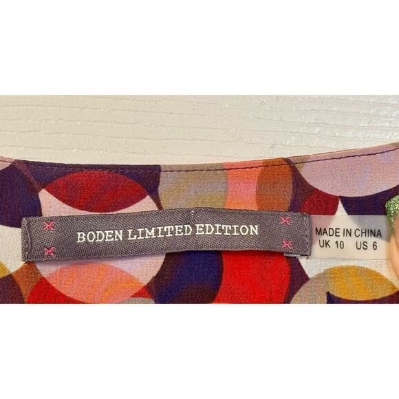 Boden Limited Edition 100% Silk A-Line Cap Sleeve Dot Abstract Design Dress 6US - Picture 4 of 9